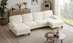 110in U-Shaped 4-Seat Sectional Sofa With Double Chaise - Chenille Beige