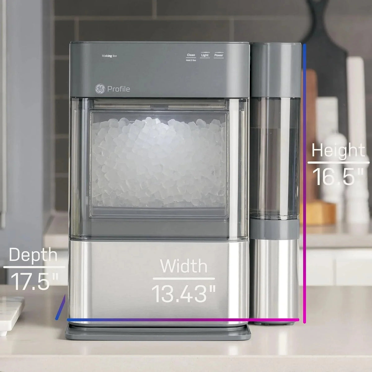 GE Profile Opal 2.0 Countertop Nugget Ice Maker With 0.75 Gallon Tank, 38 lbs/24 Hours, Stainless Steel