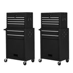 2-Piece 6-Drawer Rolling Tool Chest Toolbox Set