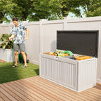 Asofer Resin Deck Box, 100 Gallon, Beige/Brown, 50.4in L x 24.8in W x 25.2in H