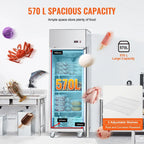 SKYSHALO Commercial Reach-In Upright Freezer, 19.32 Cu.ft, 1 Door, 4 Shelves