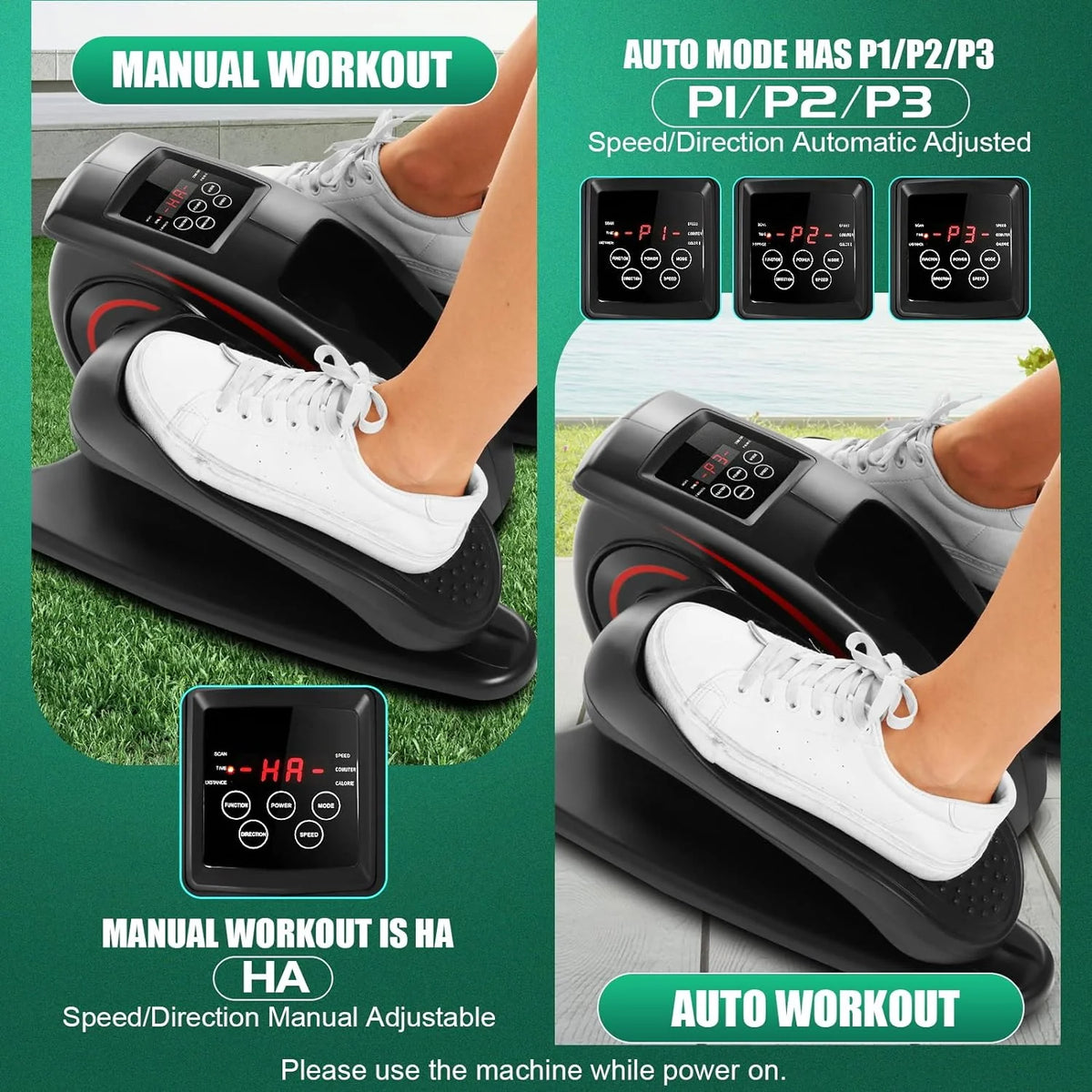 ANCHEER Under Desk Elliptical Seated Foot Pedal Exerciser, Sky Blue, 18in D x 16in W x 10in H - AR-65