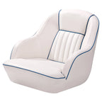 Pontoon Boat Captain's Bucket Seat, White & Blue, 19.5 in H x 22 in W x 21.5 in D - Boat Cabin Seating