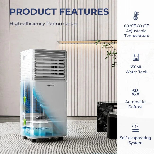 8000 BTU 3-in-1 Portable Air Conditioner With Dehumidifier And Fan Mode
