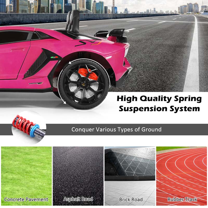 Licensed Lamborghini SVJ Kids Ride-On Car, 12V Battery Powered - Red, White, Black, Green Or Pink