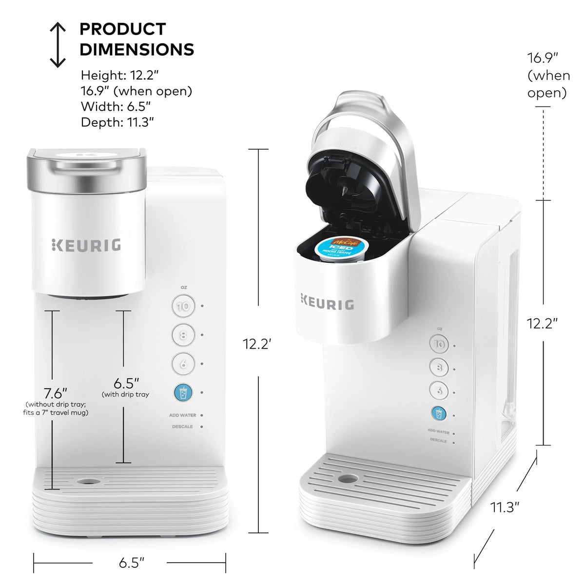 Keurig Single-Serve K-Cup Pod Coffee Maker, White - K-Iced Essentials