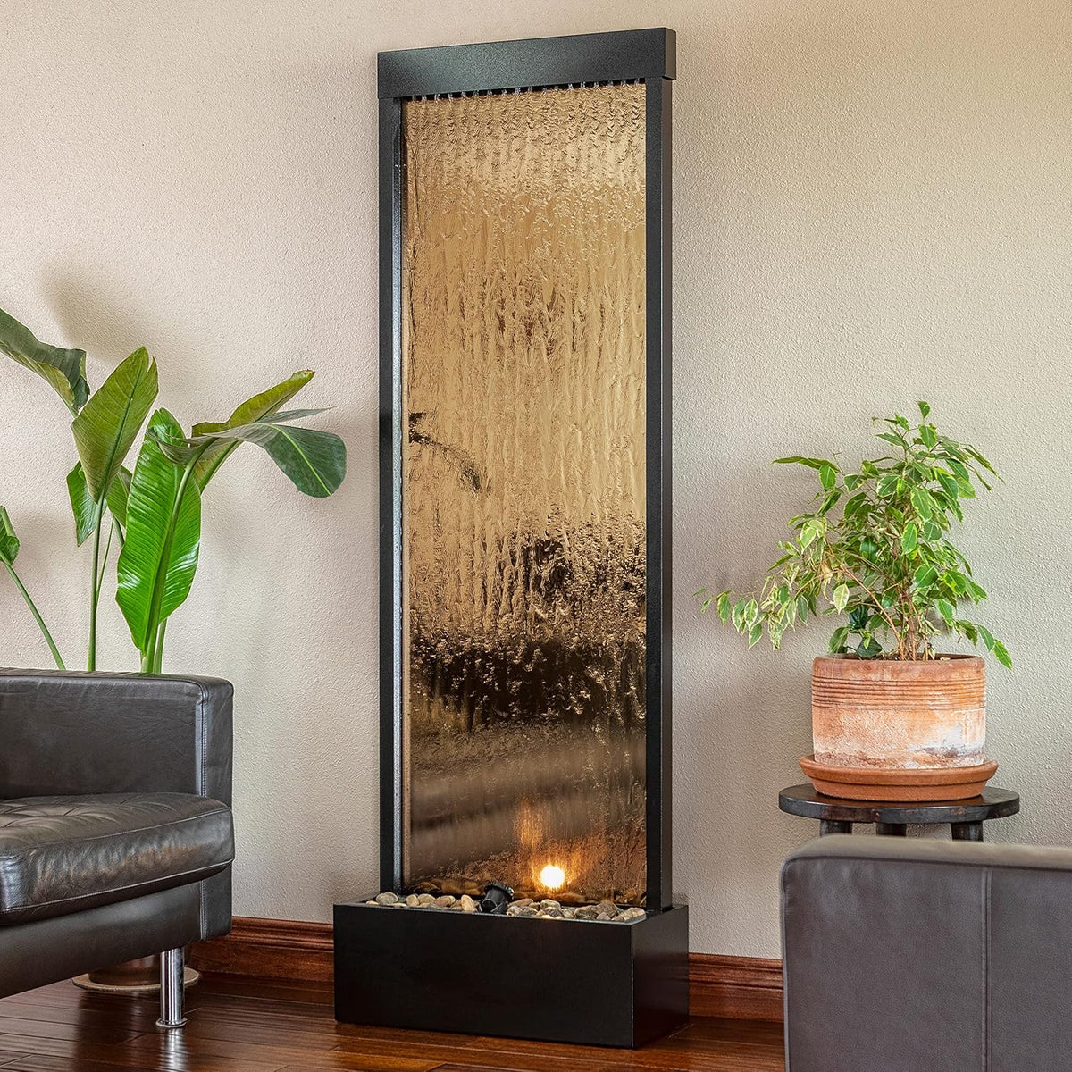Mirror Waterfall Fountain, 48 Inches, Bronze