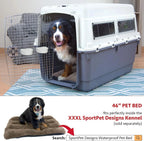 SportPet Designs Plastic Airline Approved Rolling Dog Kennel With Wire Door, XXX-Large, Gray, 48in L x 32in W x 36in H