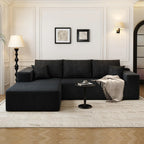 Settab Modular Sectional Sofa, 2 Seater Left-Facing Chaise, Black, 68.9 inch D x 107.5 inch W x 36.3 inch H