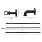 1 Inch Industrial Wrap-Around Curtain Rods, Matte Black, 28-48 in, 48-86 in, 86-120 in