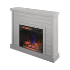 Shiplap Wall-Mounted Electric Fireplace Mantel, 52 inch, 28 Inch Insert, 3D Flame Effect