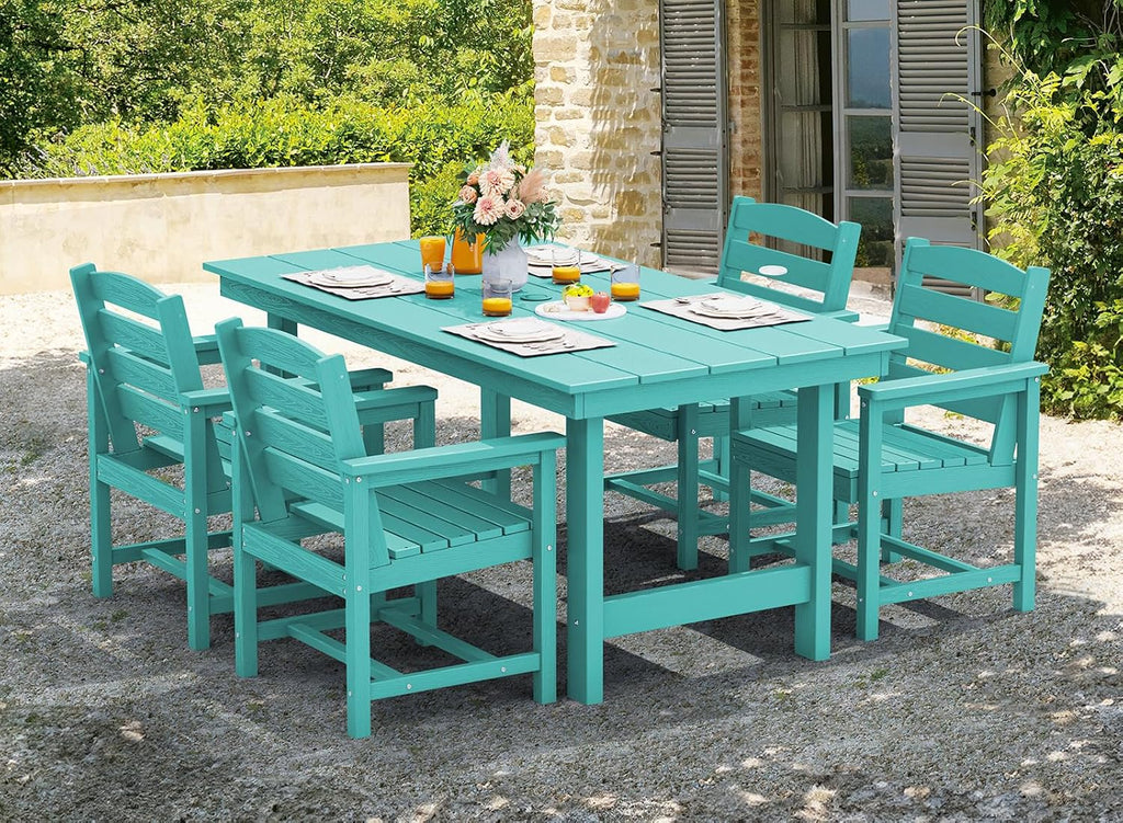 SERWALL 7-Piece HDPE Patio Dining Set, Aruba, 66.9in D x 32.2in W x 29.1in H