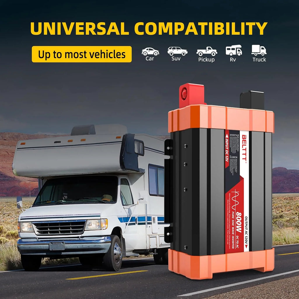 2000W Pure Sine Wave Car Power Inverter 12V To 120V AC - BAP2000
