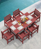 SERWALL 7-Piece HDPE Patio Dining Set, Aruba, 66.9in D x 32.2in W x 29.1in H