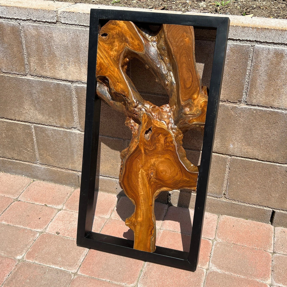 Live Edge Teak Wood Wall Sculpture - 31.4 x 16.9 x 2.36 in or 27.5 x 27.5 x 2.36 in