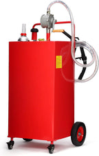30 Gallon Stainless Steel Fuel Caddy With Manual Transfer Pump, 4-Wheel Design, Red