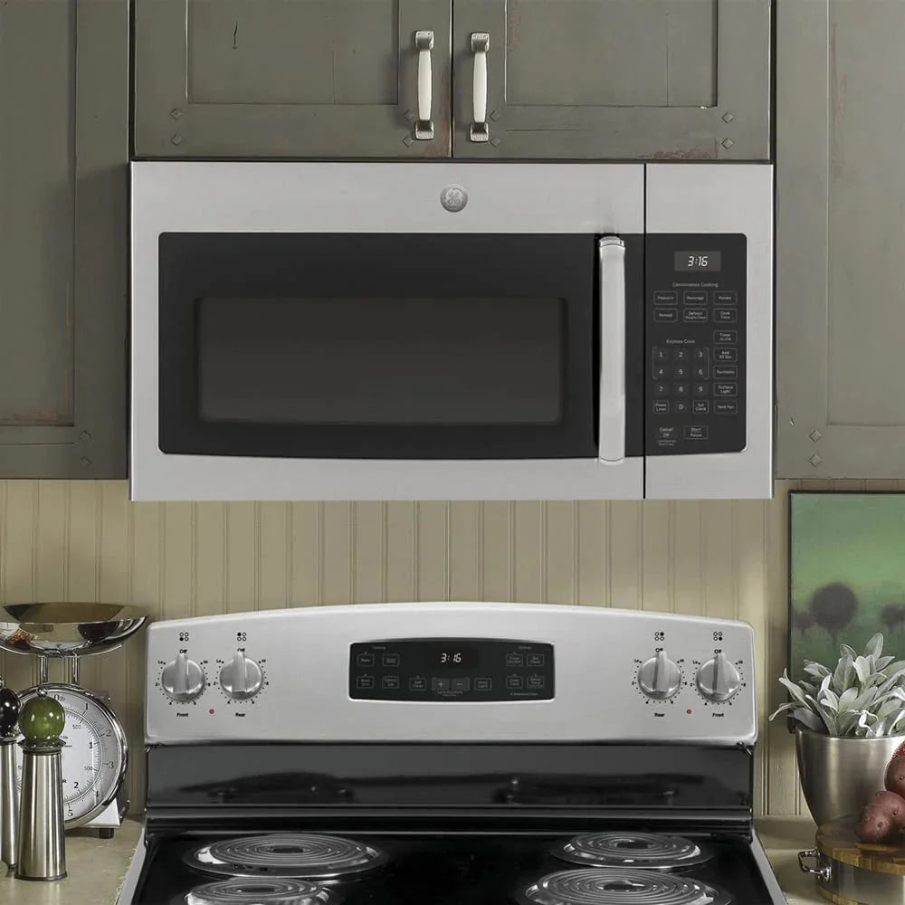 GE Over-the-Range Microwave Oven, Stainless Steel, 1.6 Cu. Ft., 16 1/8 H x 29 7/8 W x 15 9/16 D