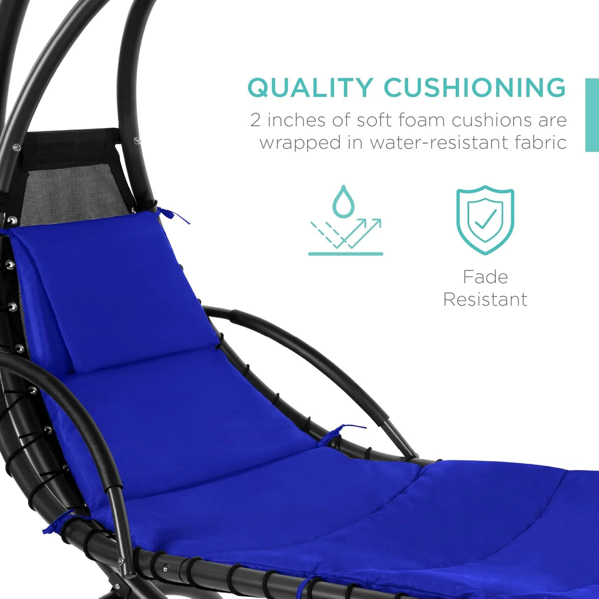 Best Choice Products Outdoor Hanging Steel Chaise Lounge Chair With Canopy, Charcoal Gray - SKY5871