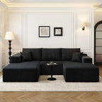Settab Modular Sectional Sofa, 2 Seater Left-Facing Chaise, Black, 68.9 inch D x 107.5 inch W x 36.3 inch H