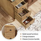 Solid Wood Narrow End Table With 3 Drawers - Fully Assembled