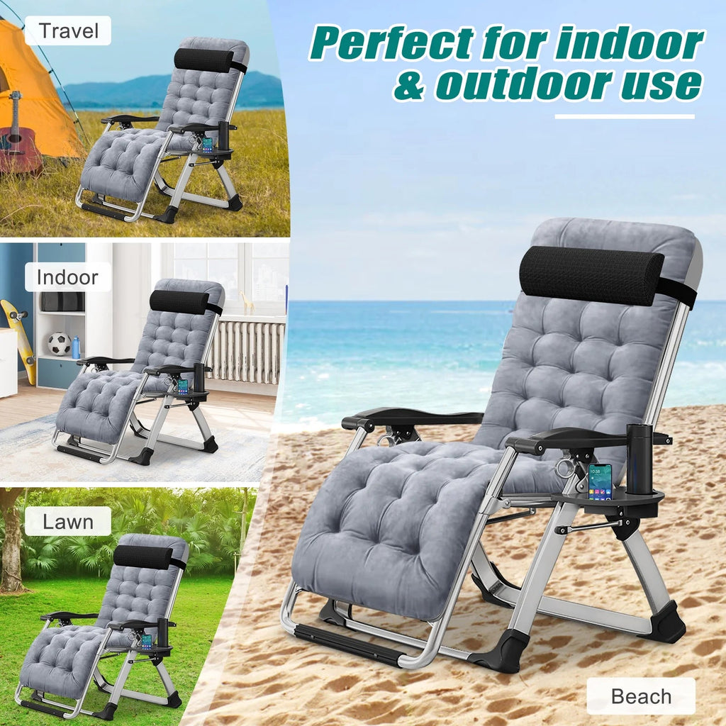 NAIZEA Zero Gravity Lawn Recliner Chairs, 2 Pack, Black