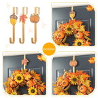 Thanksgiving LED Lighted Fall Maple Leaf Wreath And Garland, 24 in Wreath / 72 in Garland - 20 Clear Lights