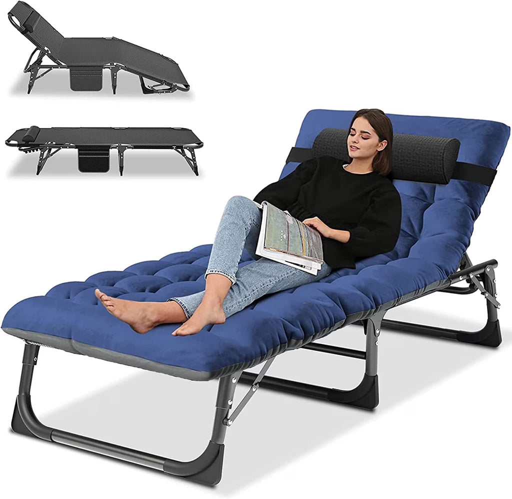 Slsy 5-Position Adjustable Folding Lounge Chair And Cot - 75.2" x 25.6" x 11.8"