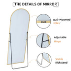 Full-Length Floor Mirror 64x21, Aluminum Alloy Frame With Stand And Wall Mount Option