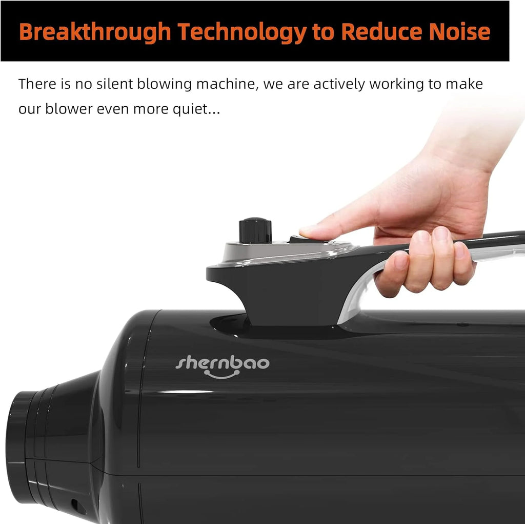 Shernbao Professional Dog Force Dryer, 6.0HP, Jet Black - DHD-2400T