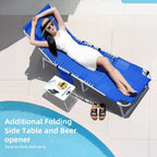 Yestomo 3-in-1 Outdoor Sun Tanning Lounge Chair, Blue, 330lbs Capacity