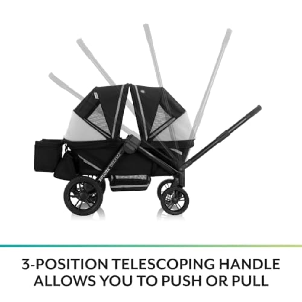 2-in-1 All-Terrain Baby Stroller Wagon With Canopy And Storage - Gray