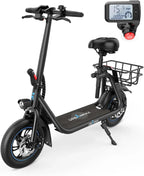 URBANMAX Electric Scooter With Seat, 450W, 22 Miles, Black - C1