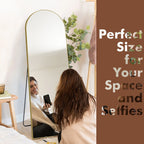 Full-Length Floor Mirror 64x21, Aluminum Alloy Frame With Stand And Wall Mount Option