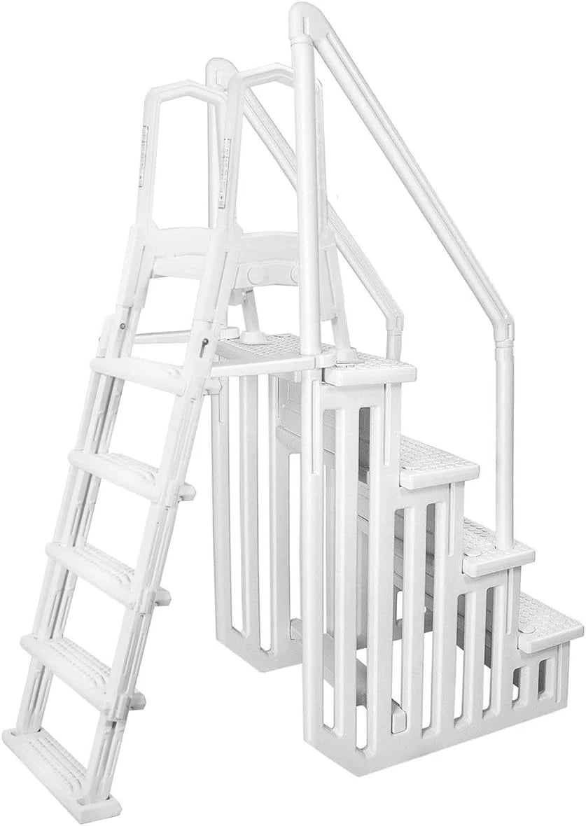 Deluxe Above-Ground Pool A-Frame Ladder, White