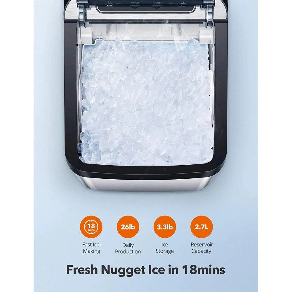TAOTRONIC Countertop Nugget Ice Maker, 26lb Per Day, 3.3lb Ice Bin