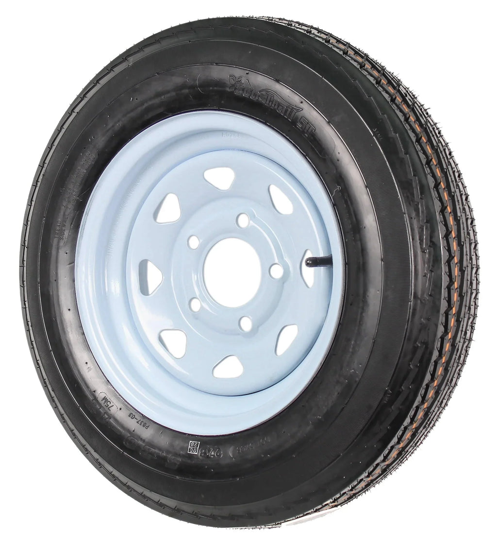 2-Pack Trailer Tires And Rims 5.30-12 Load B 5-Lug White Spoke