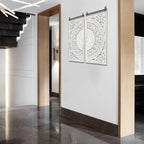 Set Of 2 Distressed Ivory White Wood Flower Wall Art With Black Accents - 33.1in H x 14.6in W