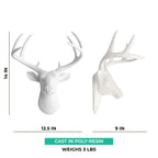 White Resin Deer Head Wall Decor With Antlers - Mini / Large