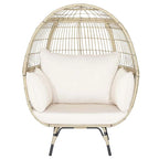 Oversized Wicker Egg Chair With 4 Cushions, 43 x 32.5 x 57 in