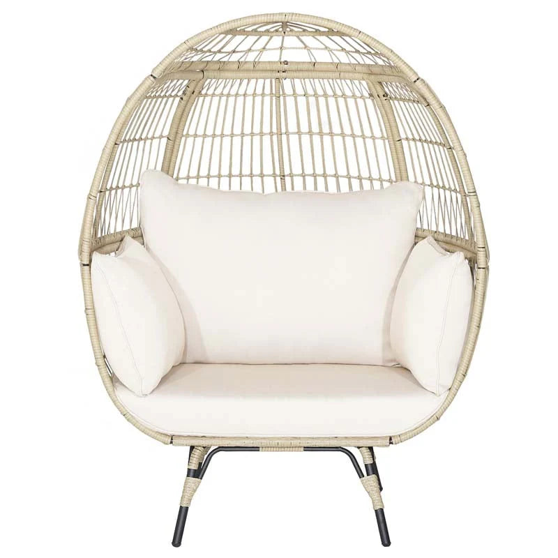 Oversized Wicker Egg Chair With 4 Cushions, 43 x 32.5 x 57 in