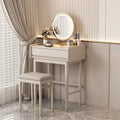 Makeup Vanity Desk With Drawers, Detachable Mirror, Makeup Box And Cushioned Stool - 50x40x79cm