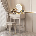 Makeup Vanity Desk With Drawers, Detachable Mirror, Makeup Box And Cushioned Stool - 50x40x79cm