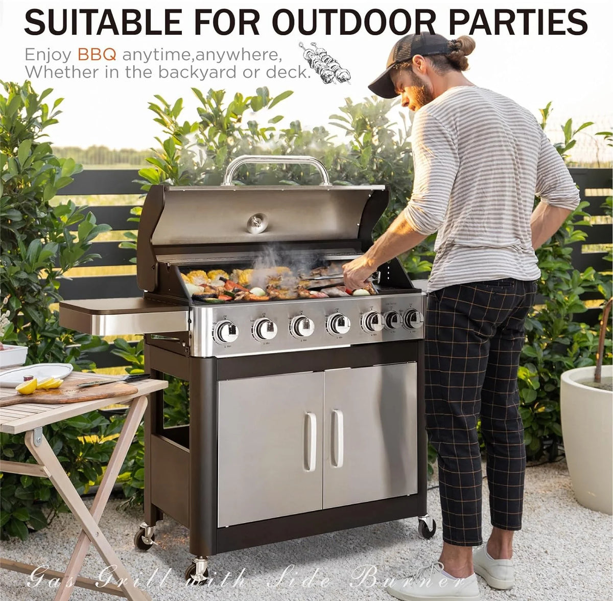 Sophia & William 4-Burner Propane Gas Grill, 542 Sq. In., Silver - E02GR001