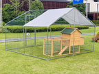 Phonjoroo Metal Chicken Coop With Run Cover, 10 ft L x 6.6 ft W x 6.6 ft H (79.2 in H x 79.2 in W x 120 in D)