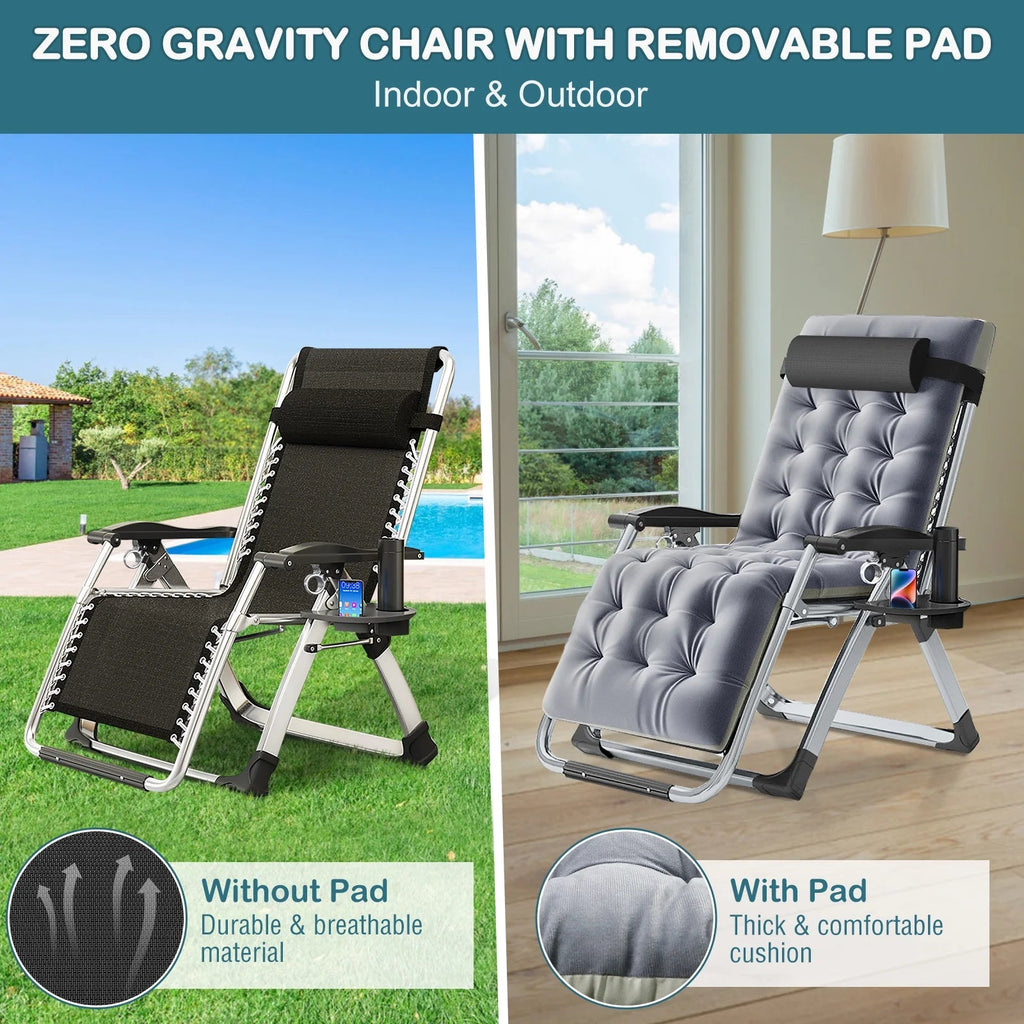NAIZEA Zero Gravity Lawn Recliner Chairs, 2 Pack, Black
