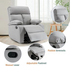 Swivel Rocker Recliner Chair For Compact Spaces - 32in D x 30.2in W x 38.9in H
