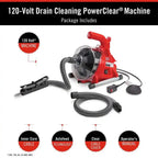RIDGID PowerClear Drain Cleaning Machine Kit, 120V, 30 ft Inner Core Cable - 55808