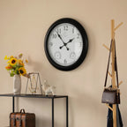 Outdoor Wall Clock With Thermometer And Hygrometer, 24-Inch, Black