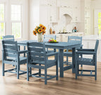 SERWALL 7-Piece HDPE Patio Dining Set, Aruba, 66.9in D x 32.2in W x 29.1in H