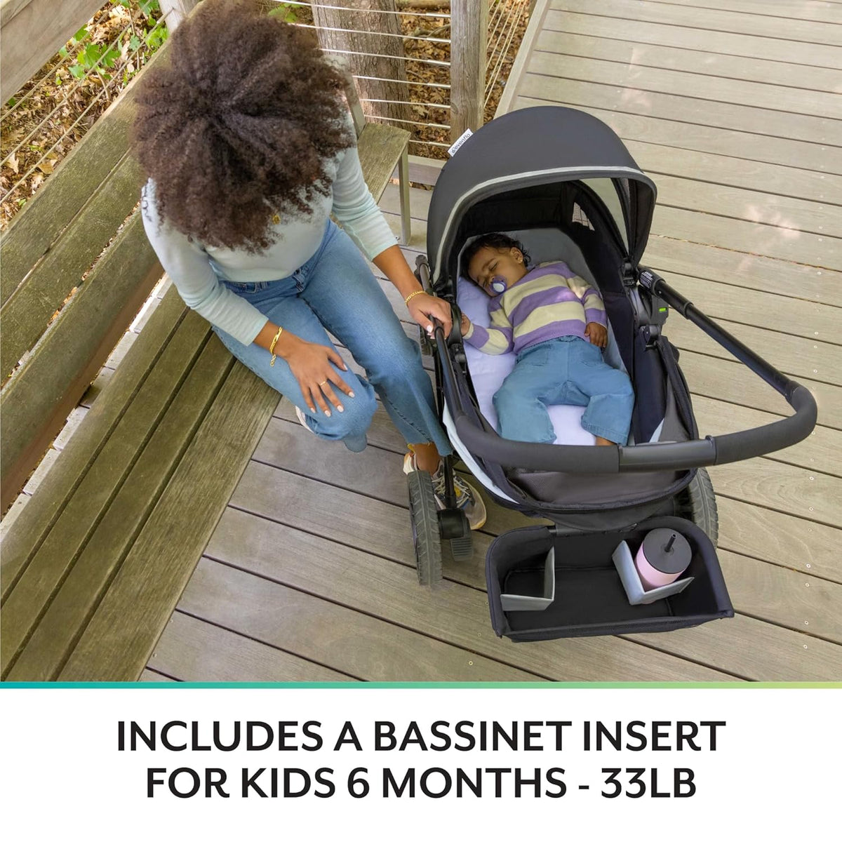 2-in-1 All-Terrain Baby Stroller Wagon With Canopy And Storage - Gray